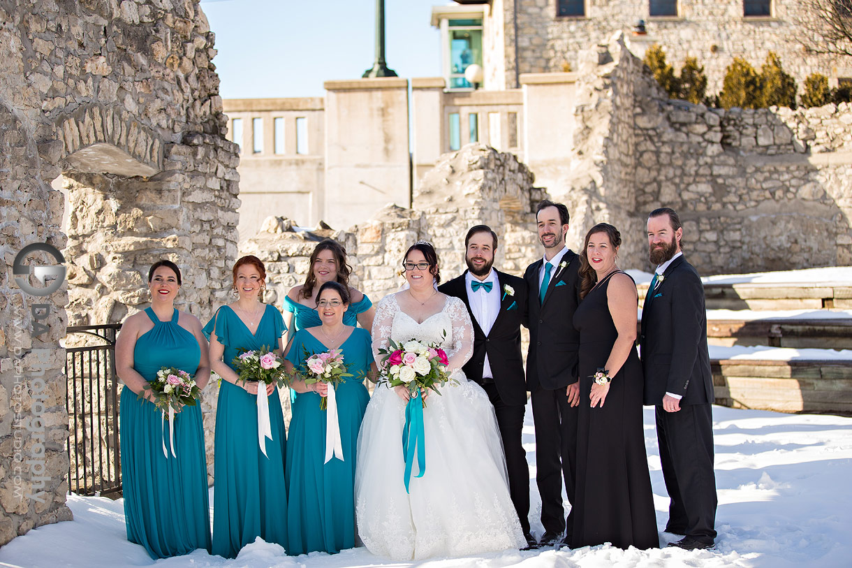 Wedding Photos of Bridal party at Mill Race Park in Cambridge