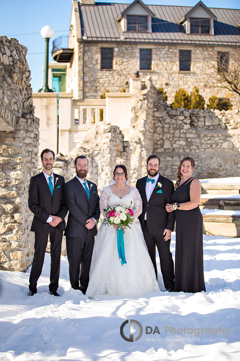 Groomsman's with bride photo at Mill Race Park