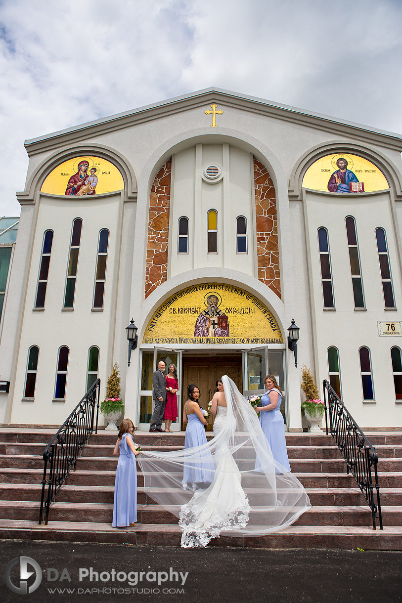 Photo of a Bride in front of a church in Toronto 