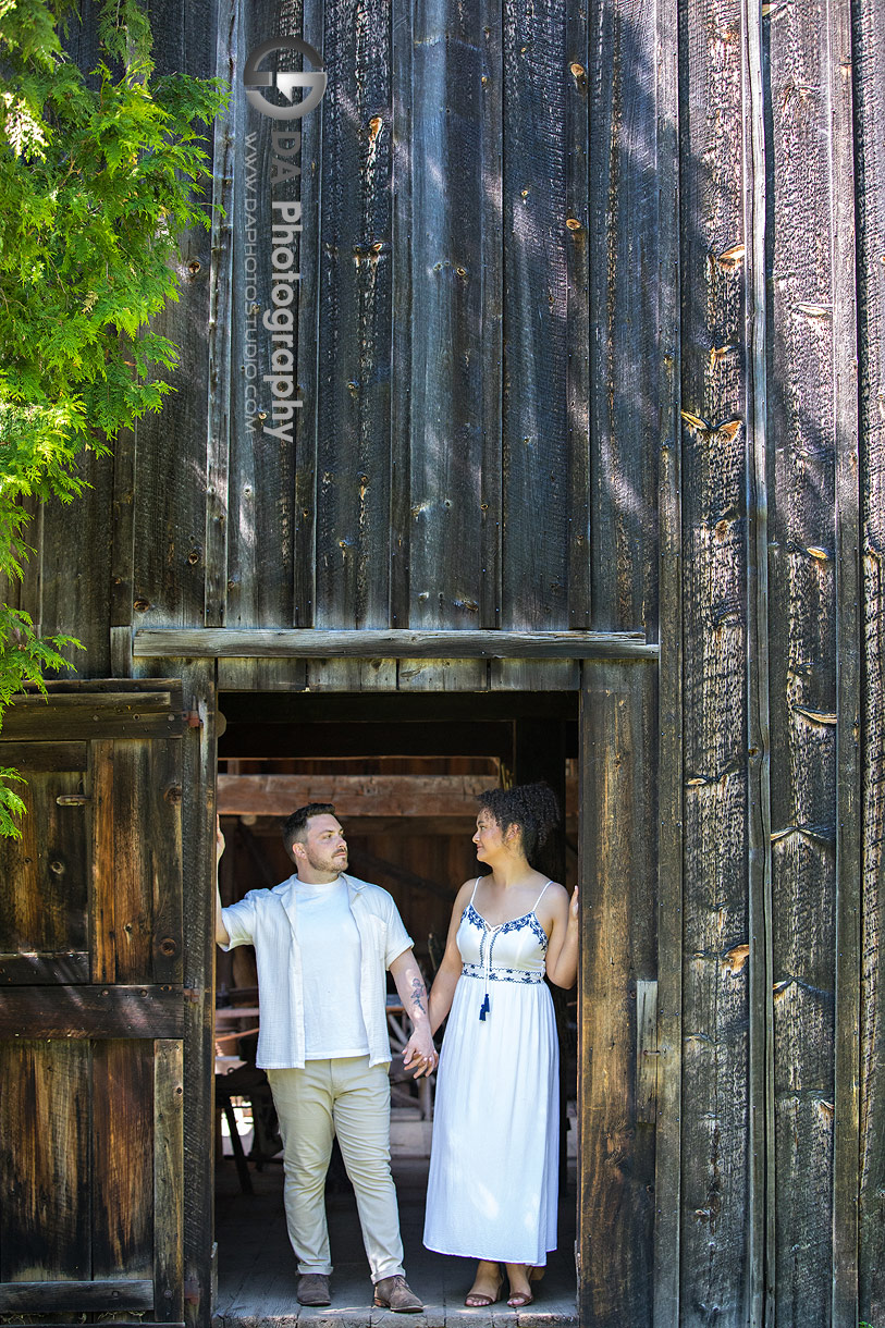 Couples photography by the barn