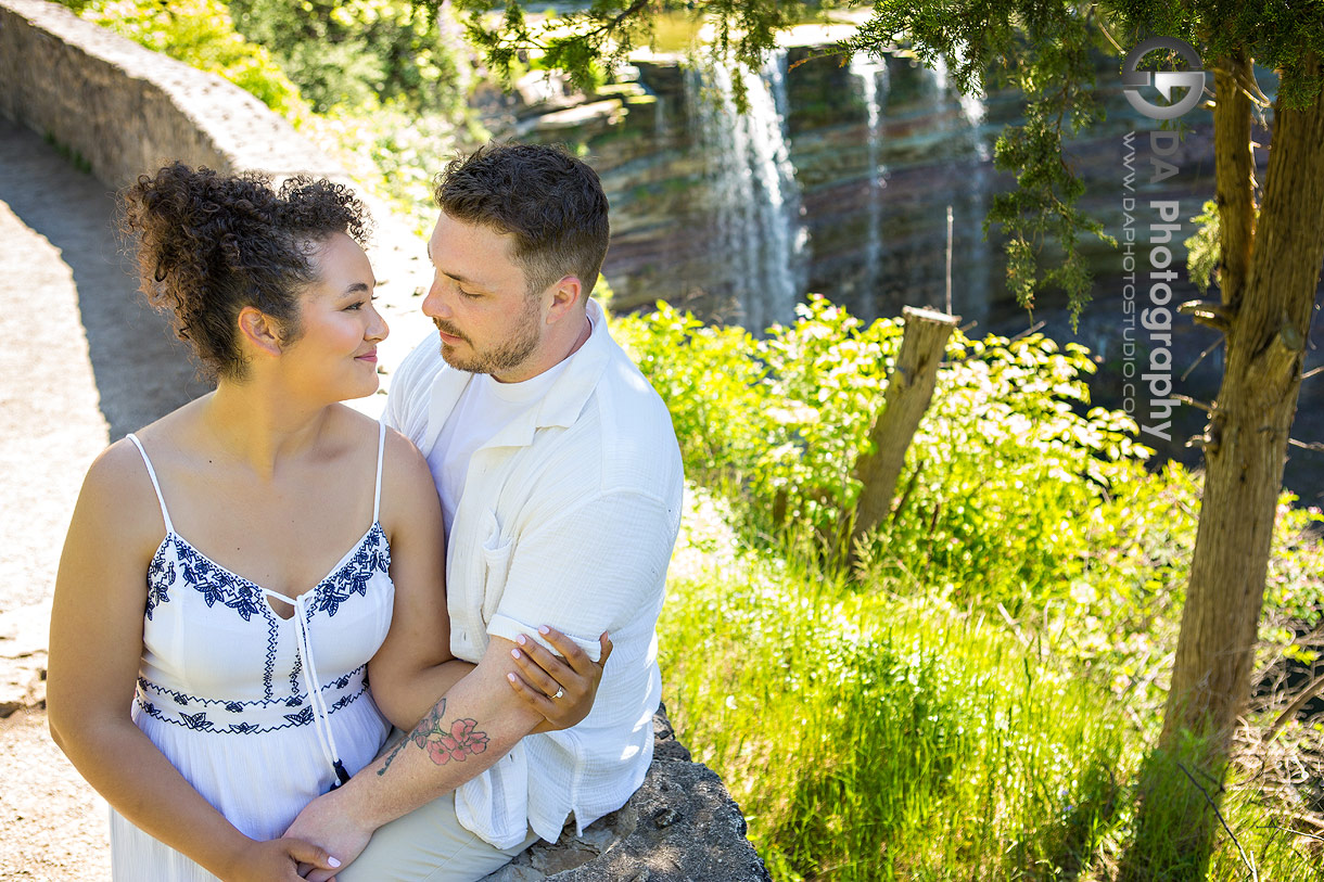 Intimate engagement photo at Balls Falls