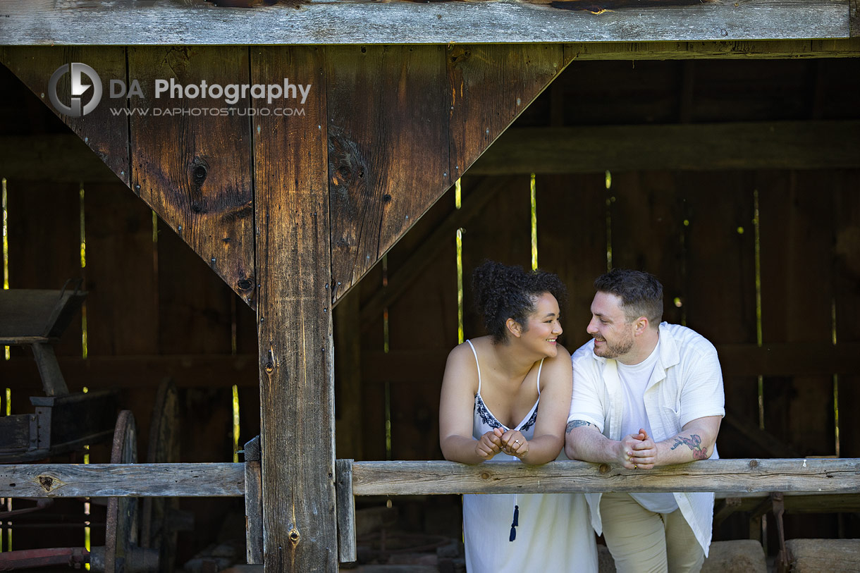 Intimate engagement photo at Balls Falls in Lincoln