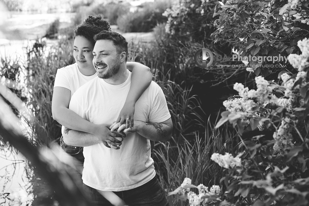 Intimate engagement photos by the the waterfalls